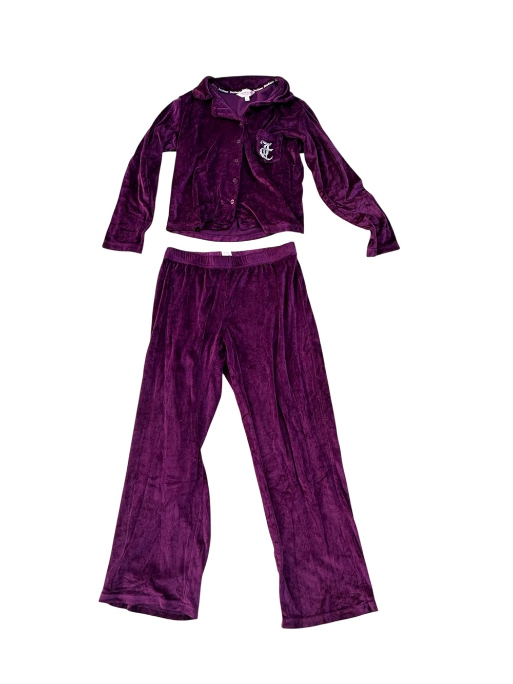 Juicy Couture Velour Purple Pajama Set Rhinestone Logo